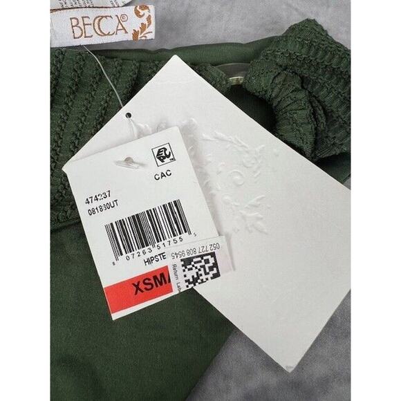 Becca Womens Size XS Line In The Sand Hipster Bikini Bottoms Ribbed Cactus Green - Picture 4 of 7